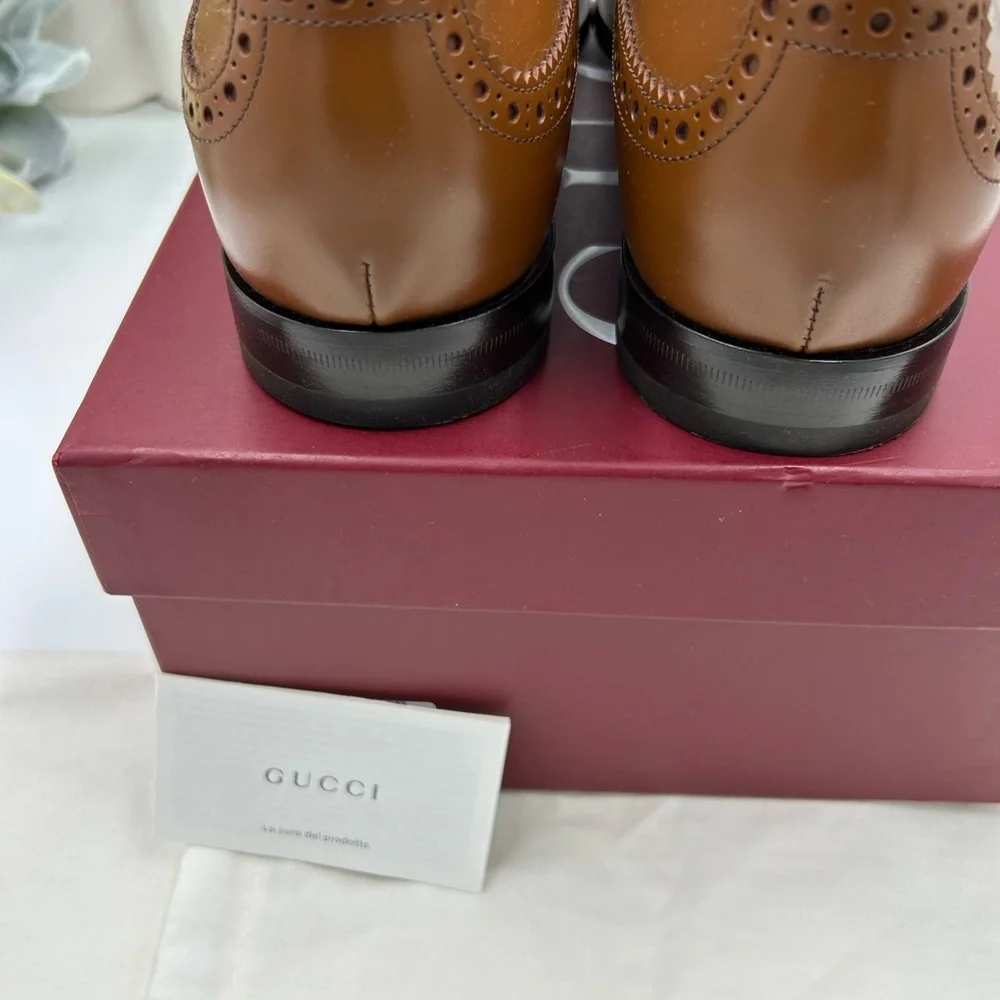Men's Gucci, leather lace up brogue Oxford's size 9.5 made in Italy - Picture 7 of 10